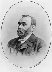 Alfred Nobel, illustratie uit La Revue illustree, 1902